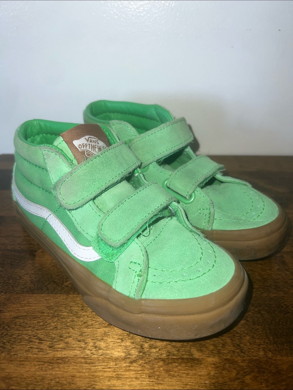 Vans Kids Green High-Top Sneakers with White Stripe